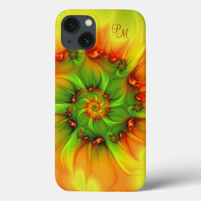 Psychedelic Colourful Abstract Fractal Art Initial Case-Mate iPhone Case (Back)