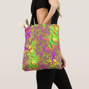 Psychedelic Colourful Acid Trip Abstract Fractal Tote Bag