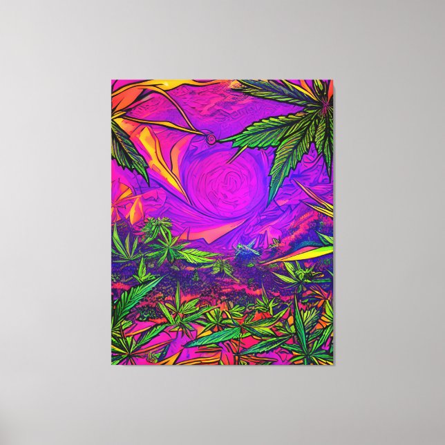 Psychedelic Colourful Field of Weed Canvas Print (Front)