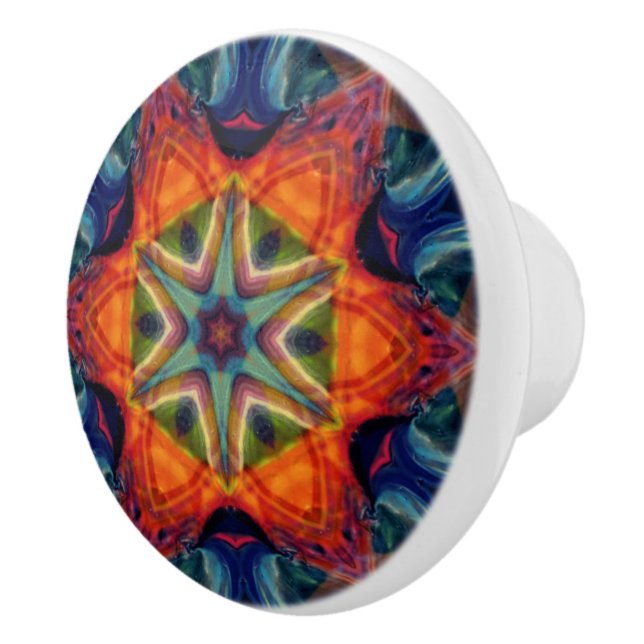 Psychedelic Colourful Kaleidoscope Pattern Ceramic Knob (Right)
