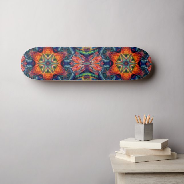 Psychedelic Colourful Kaleidoscope Pattern Skateboard (Wall Art (Horz))