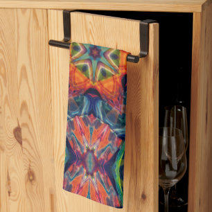 Psychedelic Colourful Kaleidoscope Pattern Tea Towel