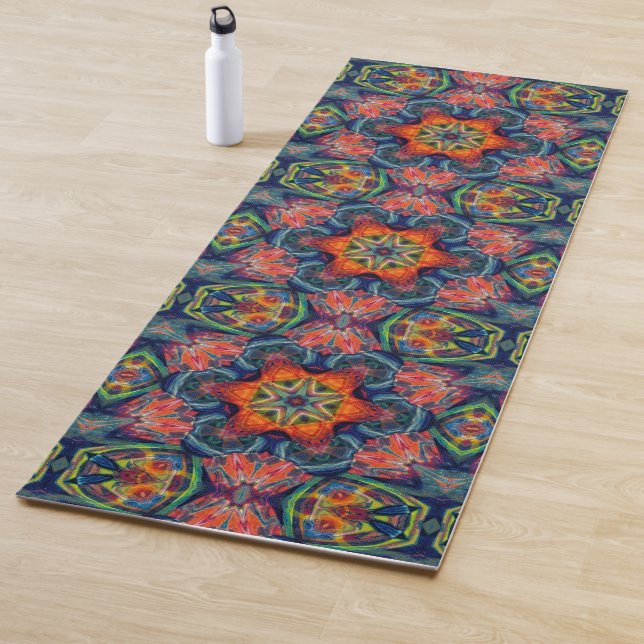 Psychedelic Colourful Kaleidoscope Pattern Yoga Mat (In Situ)
