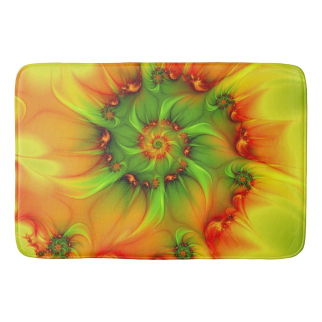 Psychedelic Colourful Modern Abstract Fractal Art Bath Mat (Front)