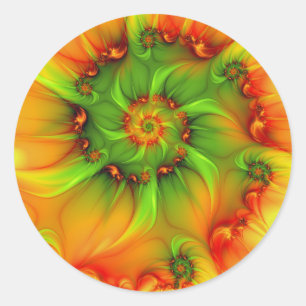Psychedelic Colourful Modern Abstract Fractal Art Classic Round Sticker