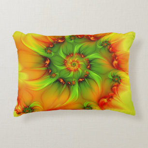 Psychedelic Colourful Modern Abstract Fractal Art Decorative Cushion