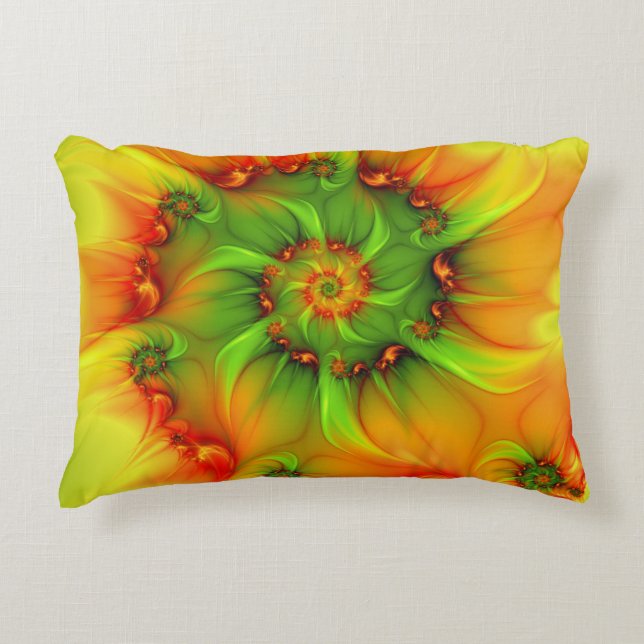 Psychedelic Colourful Modern Abstract Fractal Art Decorative Cushion (Front)