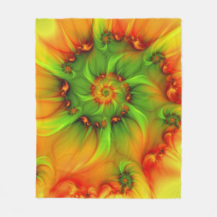 Psychedelic Colourful Modern Abstract Fractal Art Fleece Blanket