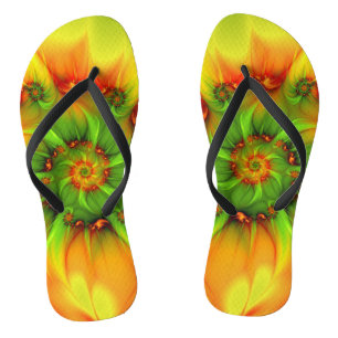Psychedelic Colourful Modern Abstract Fractal Art Flip Flops
