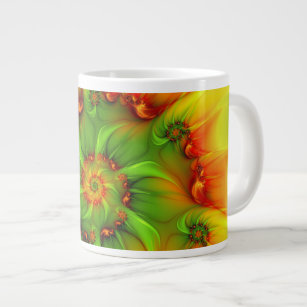 Psychedelic Colourful Modern Abstract Fractal Art Large Coffee Mug