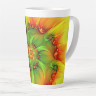 Psychedelic Colourful Modern Abstract Fractal Art Latte Mug