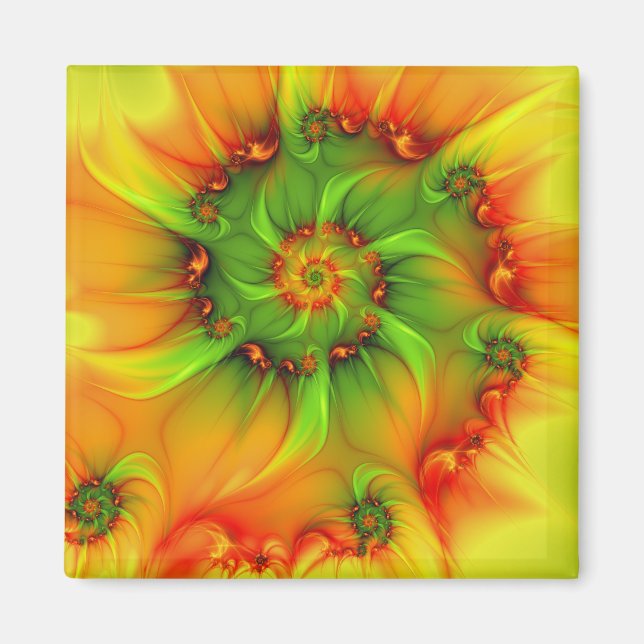 Psychedelic Colourful Modern Abstract Fractal Art Magnet (Front)