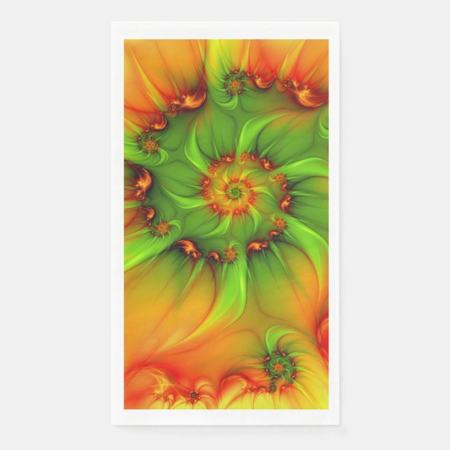 Psychedelic Colourful Modern Abstract Fractal Art Napkin (Front)