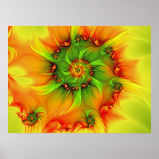 Psychedelic Colourful Modern Abstract Fractal Art Poster (Front)