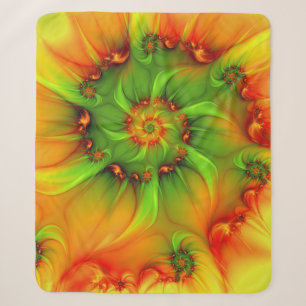 Psychedelic Colourful Modern Abstract Fractal Art Sherpa Blanket