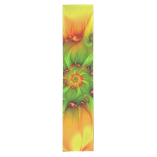 Psychedelic Colourful Modern Abstract Fractal Art Short Table Runner