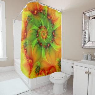 Psychedelic Colourful Modern Abstract Fractal Art Shower Curtain