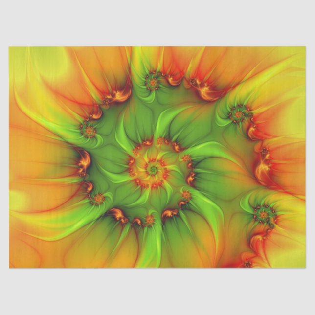 Psychedelic Colourful Modern Abstract Fractal Art Tissue Paper (Front)