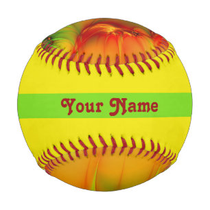 Psychedelic Colourful Modern Abstract Fractal Name Baseball