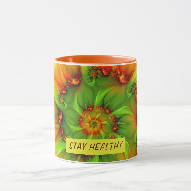Psychedelic Colourful Modern Abstract Fractal Text Mug (Center)