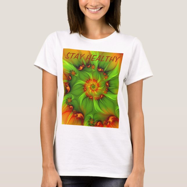 Psychedelic Colourful Modern Abstract Fractal Text T-Shirt (Front)