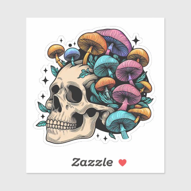 Psychedelic Colourful Mushroom Skull Cottagecore  (Sheet)