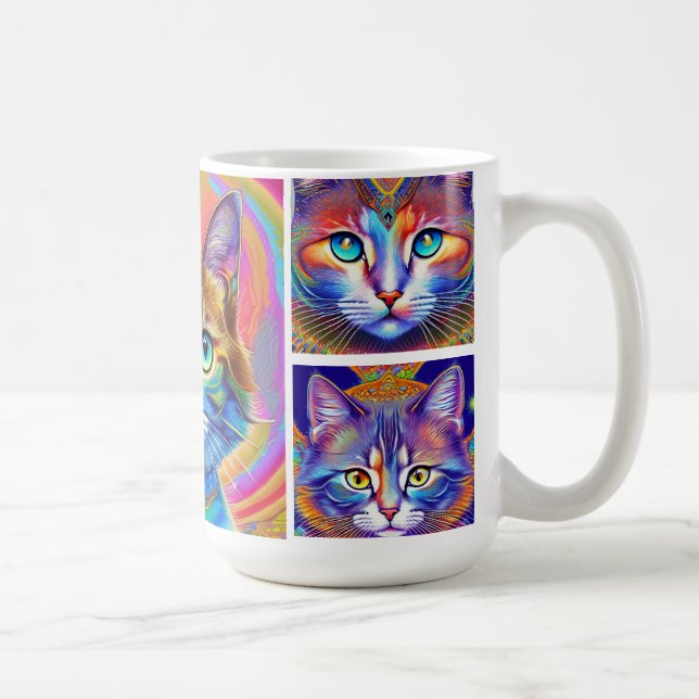 Psychedelic Colourful Royal Cats Coffee Mug (Right)