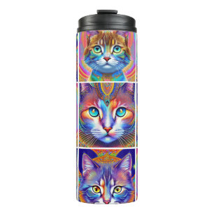 Psychedelic Colourful Royal Cats Thermal Tumbler