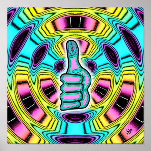 Psychedelic colourful thumbs up v1 poster