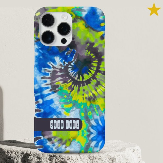 Psychedelic Colourful Tie Dye Custom Name Retro  iPhone Case (Creator Uploaded)