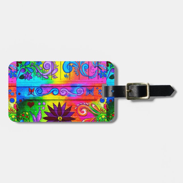 psychedelic colours keychain luggage tag (Front Horizontal)
