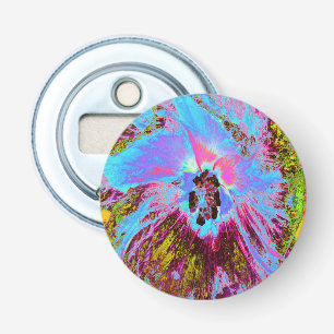 Psychedelic Cornflower Blue and Magenta Hibiscus Bottle Opener