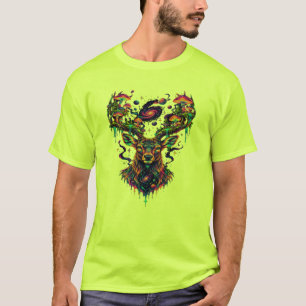 Psychedelic Cosmic Deer Magic Mushroom Trippy T-Sh T-Shirt