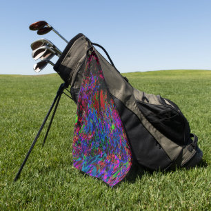 Psychedelic Crimson Red and Black Garden Sunrise Golf Towel