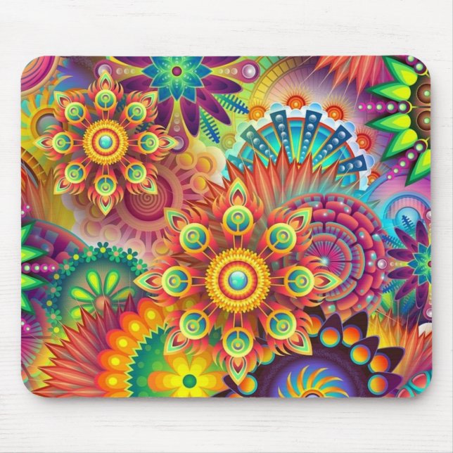 Psychedelic Customised Mousepad, Tie Dye Mouse Mat (Front)