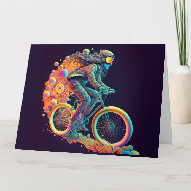 Psychedelic Cyclist  , cycling.    Card (Front)