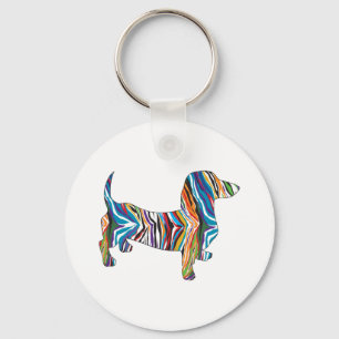 Psychedelic Dachshund Key Ring