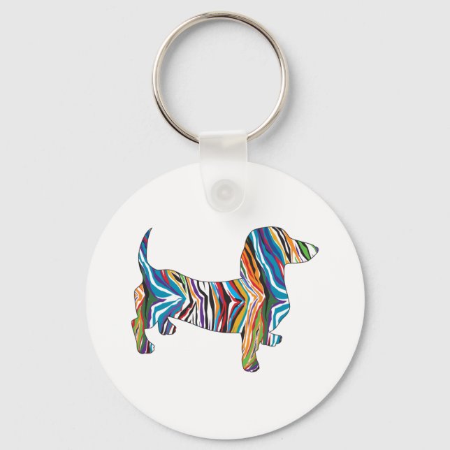 Psychedelic Dachshund Key Ring (Front)