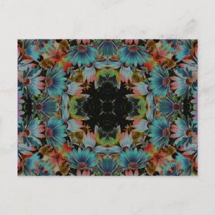 Psychedelic Daisies Kaleidoscope Art Flower Postca Postcard