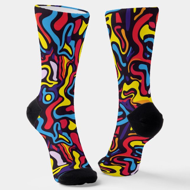 Psychedelic Dark Colour Socks (Angled)