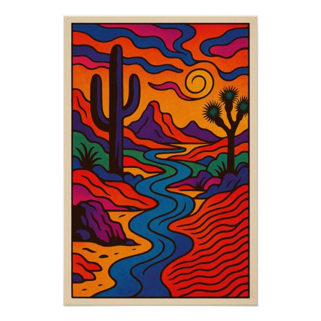 Psychedelic Desert Landscape Poster (Front)