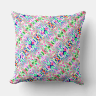 Psychedelic Diagonal Rainbow Reversible Boho Cushion