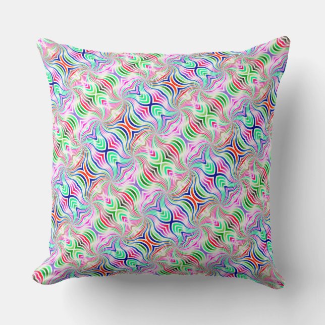 Psychedelic Diagonal Rainbow Reversible Boho Cushion (Front)