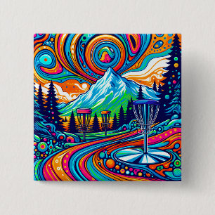 Psychedelic Disc Golf Course  15 Cm Square Badge