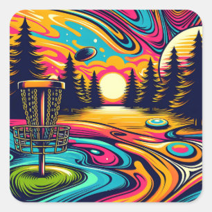 Psychedelic Disc Golf Course at Sunset Square Sticker