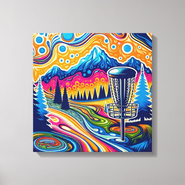 Psychedelic Disc Golf Course in the Mountains Canvas Print (Front)