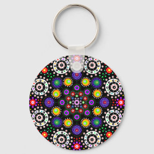 Psychedelic Dot Mandala Key Ring
