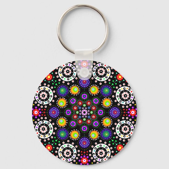 Psychedelic Dot Mandala Key Ring (Front)