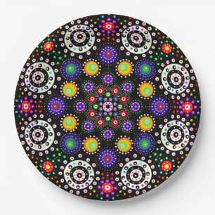 Psychedelic Dot Mandala   Paper Plate
