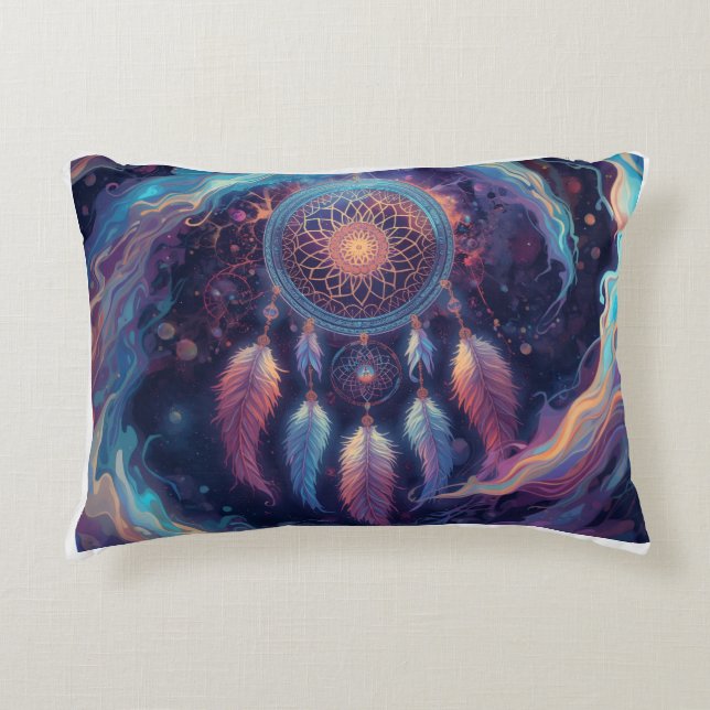 psychedelic dreamcatcher design  decorative cushion (Front)